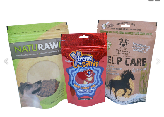 Stand Up Pouch For Pets Food Packaging , Plastic Zipper Pouch For Dog / Fish / Bird / Cat